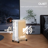 HOMCOM 2000W Quiet Oil Filled Radiator, 9 Fin Energy Efficient Portable Electric Heater with 3 Heat Settings, Adjustable Thermostat, Safety Tip Over, Overheat Protection, for Home, White