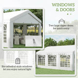 Outsunny 6m x 4m Garden Gazebo, Galvanised Marquee Party Tent with Removable Sides and Windows for Parties, Wedding and Events, White