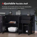 HOMCOM High Gloss Frame Sideboard, Push-Open Design with 2 Drawers for Living Room, Bedroom, 74H x 79W x 36Dcm, Black
