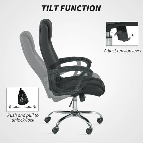 Vinsetto Linen-Look Swivel Office Chair - Black