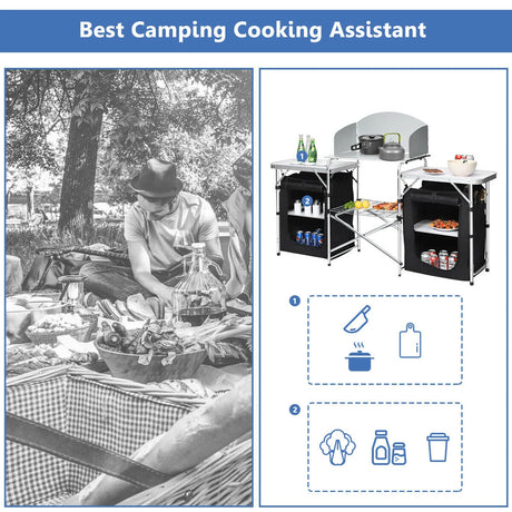 Folding Camping Table with Storage Organizer