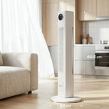HOMCOM 28dB Tower Fan for Bedroom, 36 inch, 8 m/s Velocity Standing Cooling Fan with 80 Oscillating, BLDC Motor, 12 Speeds, LED Display, 4 Modes, 12H Timer, Remote Control, White