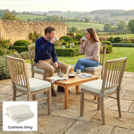 Outsunny Outdoor Chair Seat Cushions Set of 2, Garden Chair Cushions with 7cm Thick Foam & Ties, Cream White