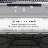 Outsunny 3 x 4m Aluminium Garden Gazebo, Marquee Canopy Shelter Pavilion Party Tent with Nets and Curtains for Garden and Deck, Light Grey