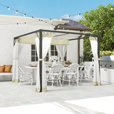 Outsunny 3 x 3m Aluminium Frame Pergola, with Retractable Roof - Khaki