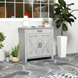 HOMCOM Farmhouse Barn Door Sideboard Storage Cabinet Coffee Bar for LIVING Room  Grey Grain
