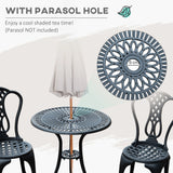 Outsunny 3 Piece Patio Cast Aluminium Bistro Set Garden Outdoor Furniture Table and Chairs Shabby Chic Style
