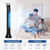 HOMCOM 36'' Freestanding Tower Fan, 3 Speed 3 Mode, 7.5h Timer, 70 Degree Oscillation, LED Panel, 5M Remote Controller, Black