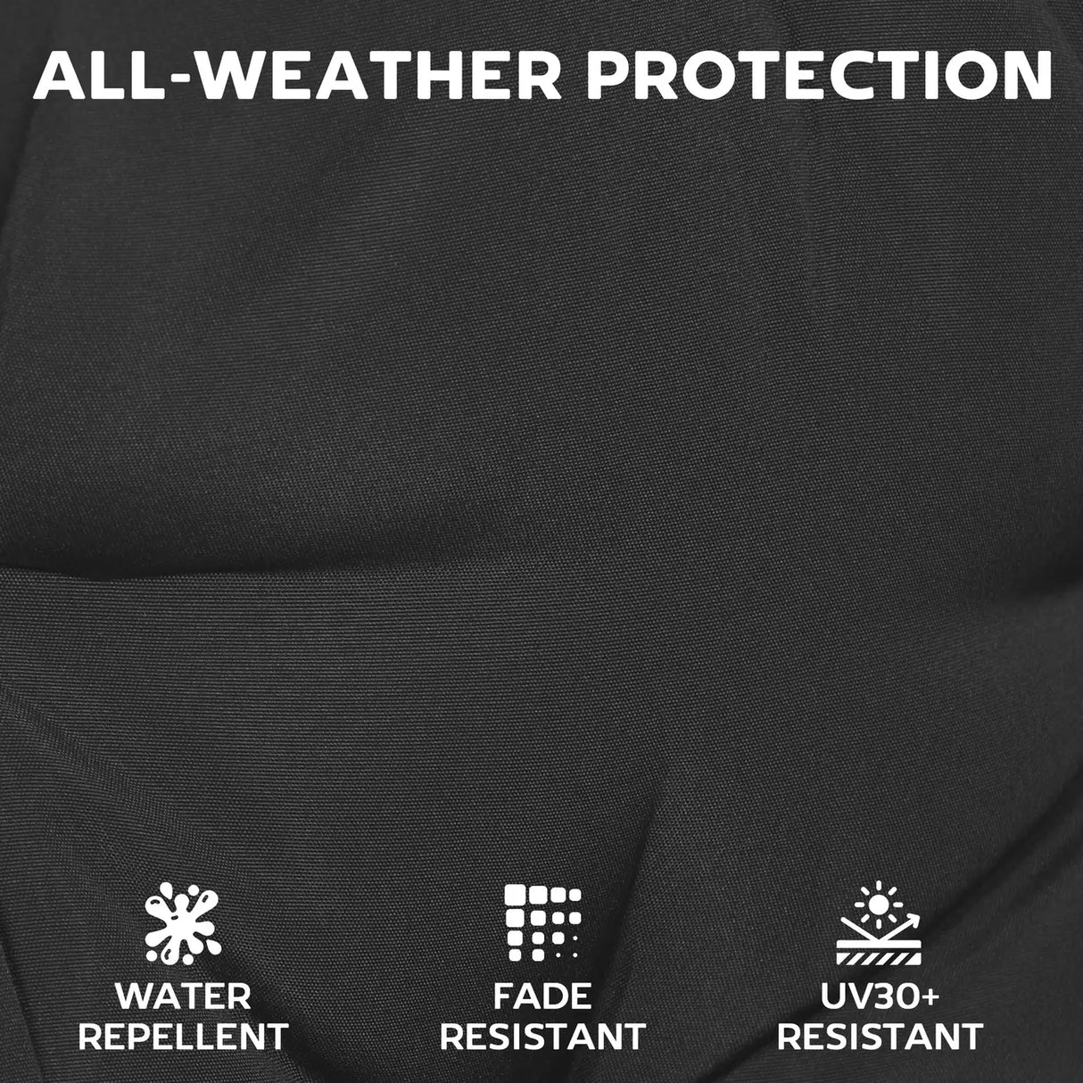 Outsunny Outdoor Seat Cushions Set of 2 with Ties, Waterproof Garden Seat Pads, Black