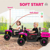 AIYAPLAY Kids Ride on Car, 12V Electric Kids UTV with Electric Dump Bed, 4-Wheel Suspension for 3-8 Years, Pink