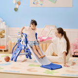 AIYAPLAY 3 in 1 Baby Slide for Indoor Use with Climber, Basketball Hoop, Basketball, for Ages 18-36 Months - Blue