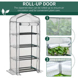 Outsunny 4 Tiers Mini Portable Greenhouse Compact Plant Grow Shed Metal Frame PE Cover 160H x 70L x 50Wcm