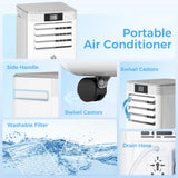 HOMCOM 7000 BTU Air Conditioning Unit, 3-in-1 Portable Air Conditioner, Dehumidifier, Cooling Fan with Remote Control, LED Display, 2 Speeds, 24H Timer, Window Venting Kit, 15m2