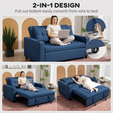 HOMCOM 2-Seater Sofa Bed with Cup Holders and Side Pockets for Overnight Guest, Dark Blue