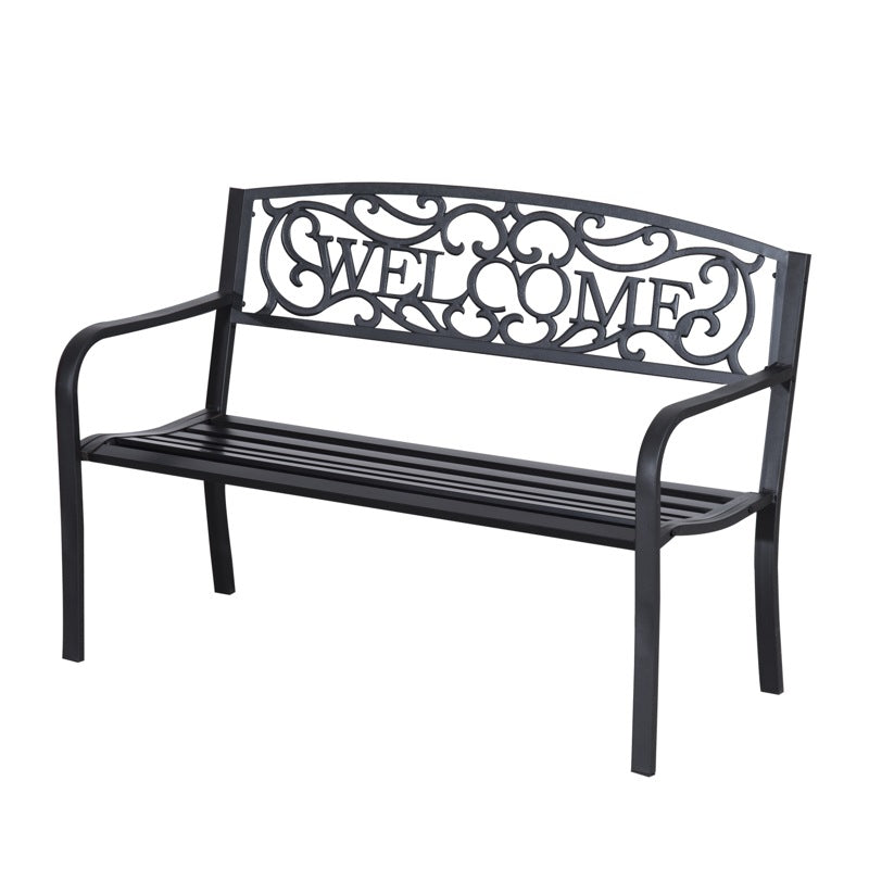 Outsunny 126Lx60Wx85H cm Steel Bench-Black