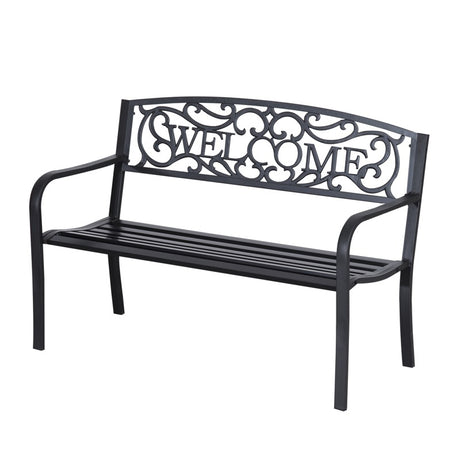 Outsunny 126Lx60Wx85H cm Steel Bench-Black