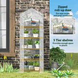Outsunny 193cm Five Shelf Mini Greenhouse - White