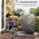 Outsunny Double Hanging Egg Chair 2 Seaters Texteline Swing Hammock Chair with Stand, Cushion and Folding Design, for Indoor and Outdoor, Brown