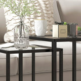 HOMCOM Nesting Tables Set of 2, Side End Table with Tempered Glass Top and Steel Frame for Living Room, Bedroom, Black