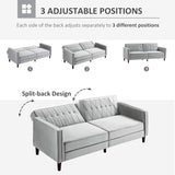 HOMCOM Modern Convertible Sofa Futon Velvet-Touch Tufted Couch Compact Loveseat with Adjustable Split Back, Light Grey