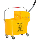 HOMCOM 20L Mop Bucket on Wheels, with Water Separation Panel - Yellow