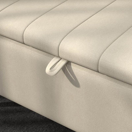 HOMCOM Linen-Look 92 x 31cm Storage Ottoman - Cream White