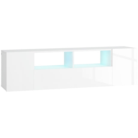 HOMCOM 16 LED Light TV Stand, with Storage - High Gloss White