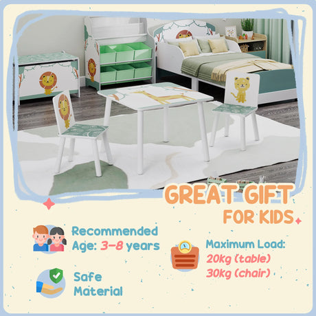 AIYAPLAY 3-Piece Toddler Table and Chair Set, Kids Table with 2 Chairs Set for Bedroom, Nursery, Playroom, Green
