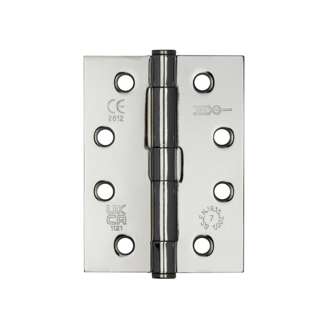Jedo Grade 7 Steel Heavy Duty Button Tip Hinges 102x76x2.5mm Polished Chrome