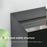 HOMCOM High Gloss Side Cabinet, Push-Open Design with 2 Drawers and 2 Cabinets for Living Room, 74H x 117W x 36Dcm, Black
