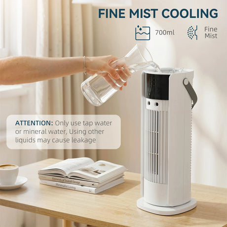 HOMCOM Tower Fan for Bedroom, 16 Inch Mist Desktop Fan with DC Motor, 3 Speeds, 90 Oscillation, 10H Timer, for Home Office