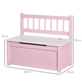 HOMCOM 2 In 1 Wooden Toy Box, Seat Storage Bench, Storage Chest Cabinet Organiser with Safety Pneumatic Rod, Pink