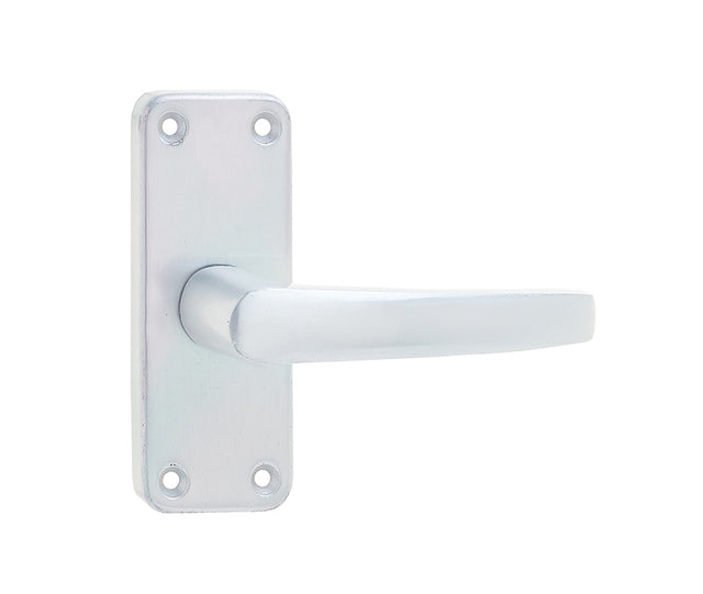 Contract Door Handle on Short Latchplate Satin Anodised Aluminium