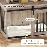 PawHut 98cm Dog Crate Furniture with Removable Cushion for Large Dogs - Brown