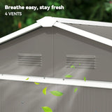 Outsunny 6.5ft x 3.5ft Metal Garden Storage Shed for Outdoor Tool Storage with Double Sliding Doors and 4 Vents, Grey