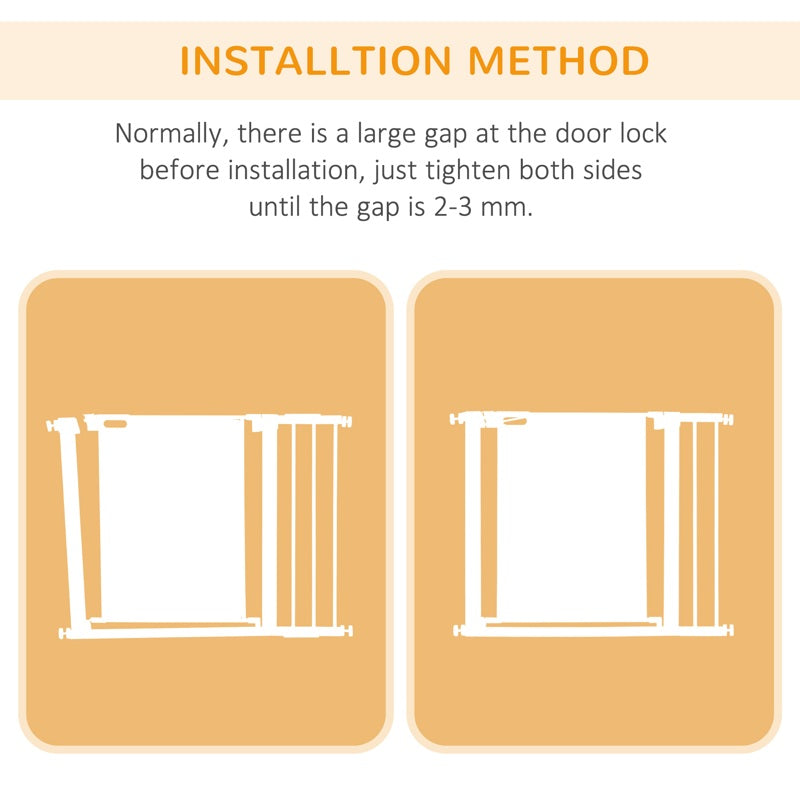 PawHut Pet Safety Gate, for Doorways, Staircases, Hallways, with Extensions Kit, 75-103cm - White