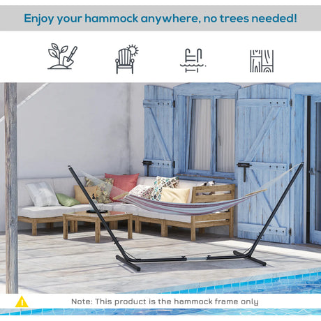 Outsunny 3.13.8m Adjustable Universal Hammock Stand Metal Frame Garden Camping Picnic Outdoor Patio Replacement  Stand Only