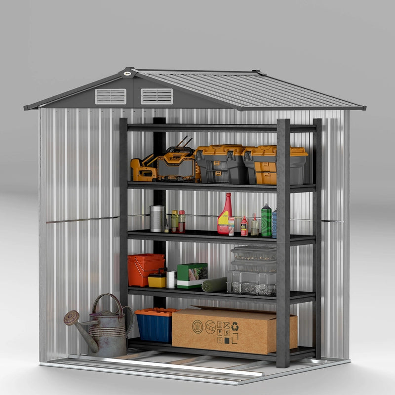 Outsunny 5ft x 4.3ft Outdoor Garden Storage Shed - Grey Wood Effect