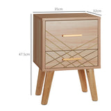 HOMCOM Bedside Cabinet, Scandinavian Bedside Table with Drawers, Bed Side Table with Wood Legs, Natural