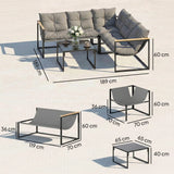 Outsunny 4 Piece Garden Furniture Set with Thick Cushions and Coffee Table, Patio Conversation Set for Porch, Balcony, Deck, Grey