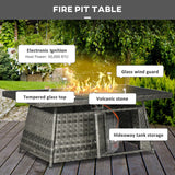 Outsunny Seven-Piece Firepit Table Rattan Sofa Set - Grey