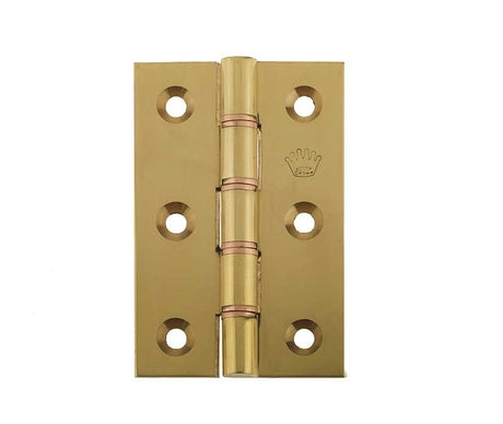 Double Phosphor Bronze Washered Hinge 76x50x3mm Polished Brass