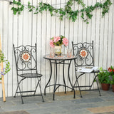 Outsunny Three-Piece Mosaic Bistro Table Set - Multicoloured