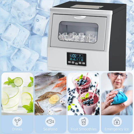 HOMCOM Commercial Ice Maker with 4kg Ice Storage - Silver Tone