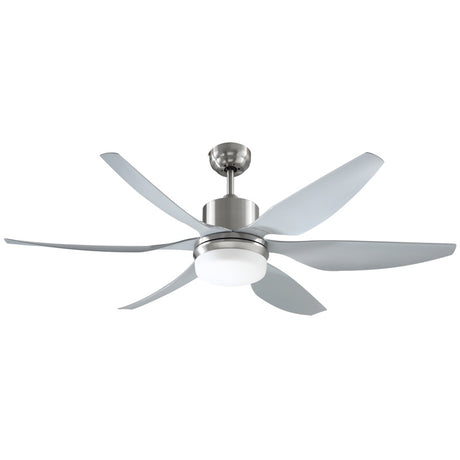 HOMCOM Reversible Ceiling Fan with Light, 6 Blades Indoor Modern Mount LED Lighting Fan with Remote Controller, for Bedroom, Living Room, Silver