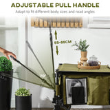 Outsunny Folding Garden Trolley, Cargo Trailer on Wheels, Collapsible Camping Trolley with Folding Board, Outdoor Utility Wagon with Steel Frame and Oxford Fabric, Green