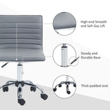 HOMCOM Adjustable Swivel Office Chair with Armless Mid-Back in PU Leather and Chrome Base - Light Grey