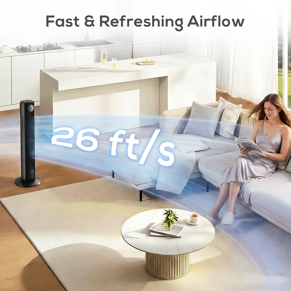 HOMCOM 28dB Tower Fan for Bedroom, 36 inch, 8 m/s Velocity Standing Cooling Fan with 80 Oscillating, BLDC Motor, 12 Speeds, LED Display, 4 Modes, 12H Timer, Remote Control, Black