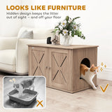 PawHut Cat Litter Box Enclosure with Double Doors and Side Entrance, Non-Slip Pads for Living Room, Walnut Brown
