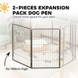 PawHut Two-Piece Dog Pen Expansion Pack for Large Dogs, 100cm Tall Animal Pen with Three Connecting Stakes